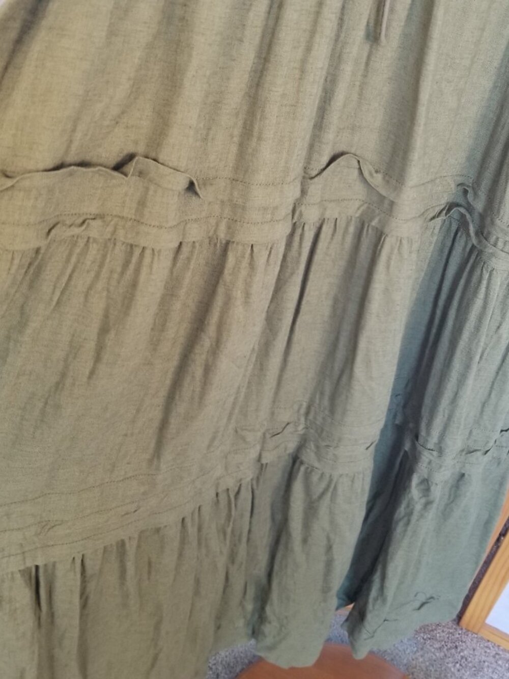 Anthropologie Somerset Linen Maxi Dress Olive Green Large - Picture 3 of 7